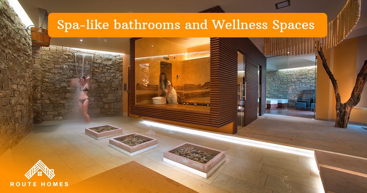 Custom Home Design Trends for Toronto in 2026 | Updated 5 Spa-style bathroom with a stone wall and soft lighting