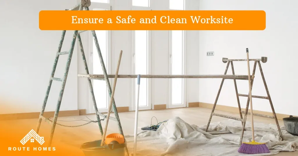 Can You Live in Your House During a Renovation? 2 Protected floor and clean worksite during a home renovation