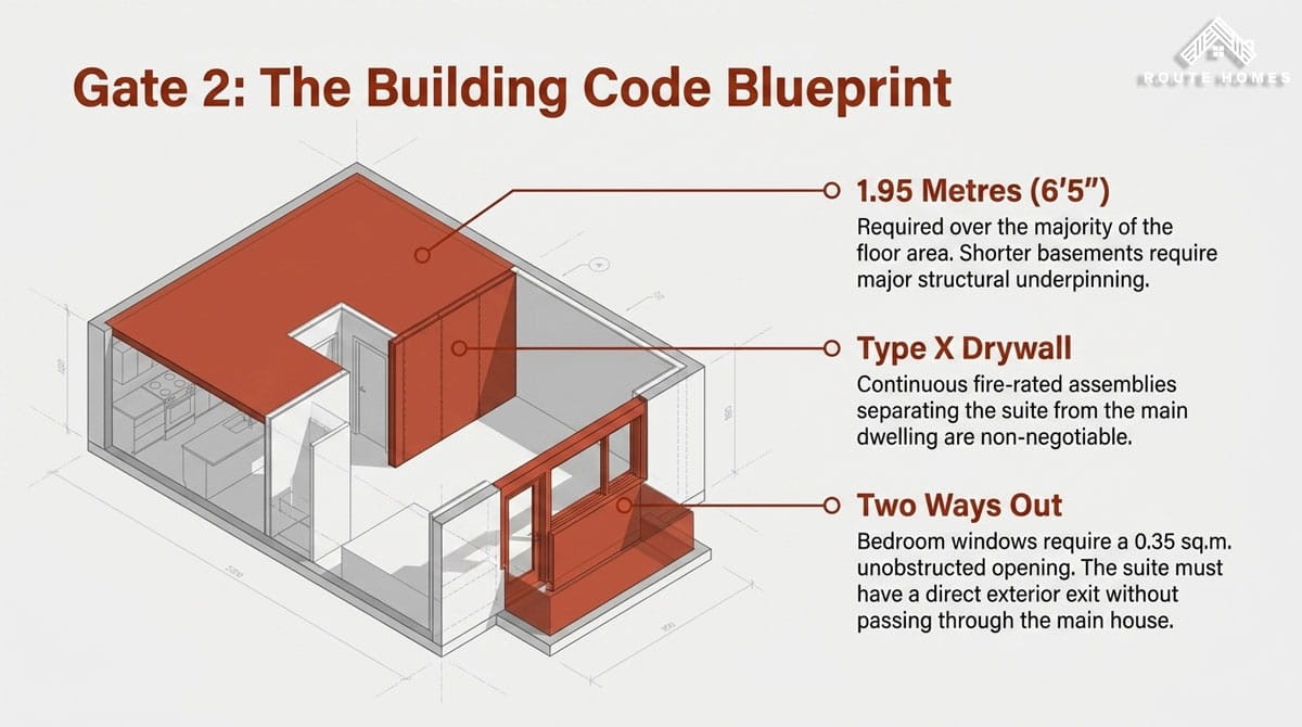 Building Code Ceiling Height, Fire Separation, and Egress