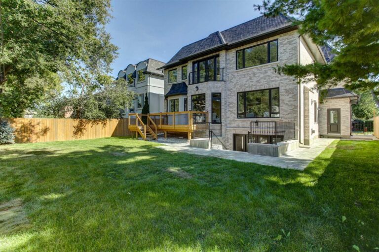Deep rear yard and lawn behind the Maplehurst residence in North York, a Route Homes custom home
